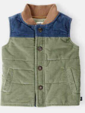 NWT OshKosh B’Gosh Baby Boy Corduroy Puffer Vest Sleeveless Quilted Jacket 2T